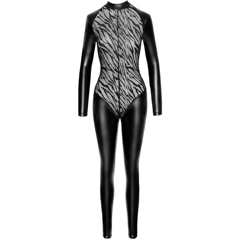 Noir - lahka dolga kombinezonska obleka s tigrastimi črtami (črna)