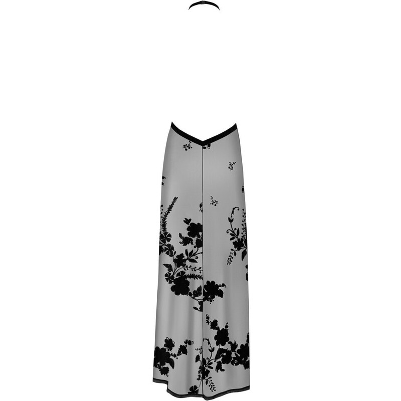 Noir - popolnoma prosojna maksi obleka s cvetličnim potiskom (črna)