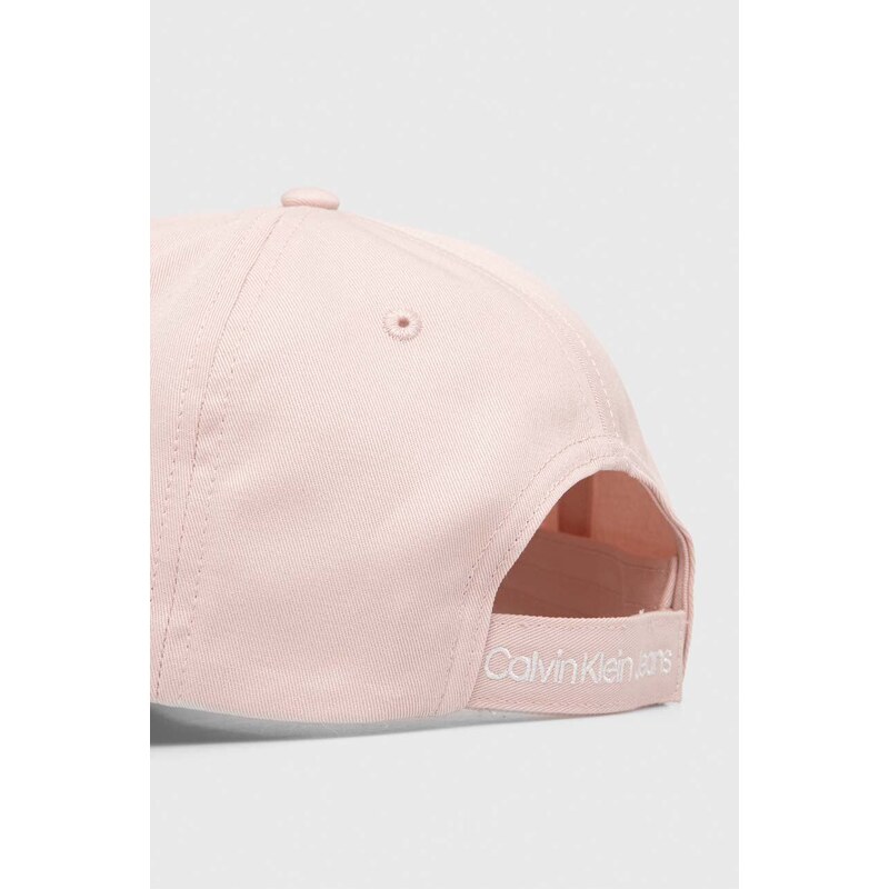 Otroška bombažna bejzbolska kapa Calvin Klein Jeans roza barva