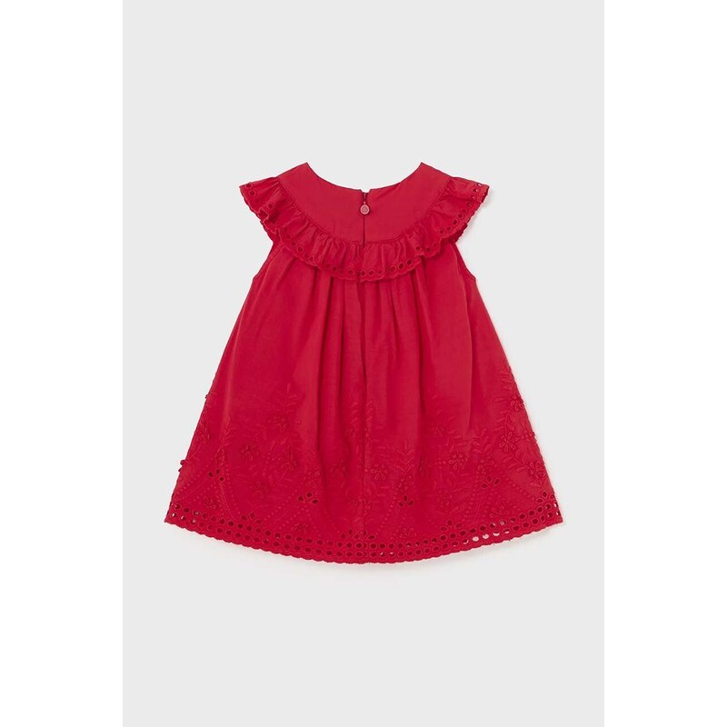 Otroška bombažna obleka Mayoral rdeča barva