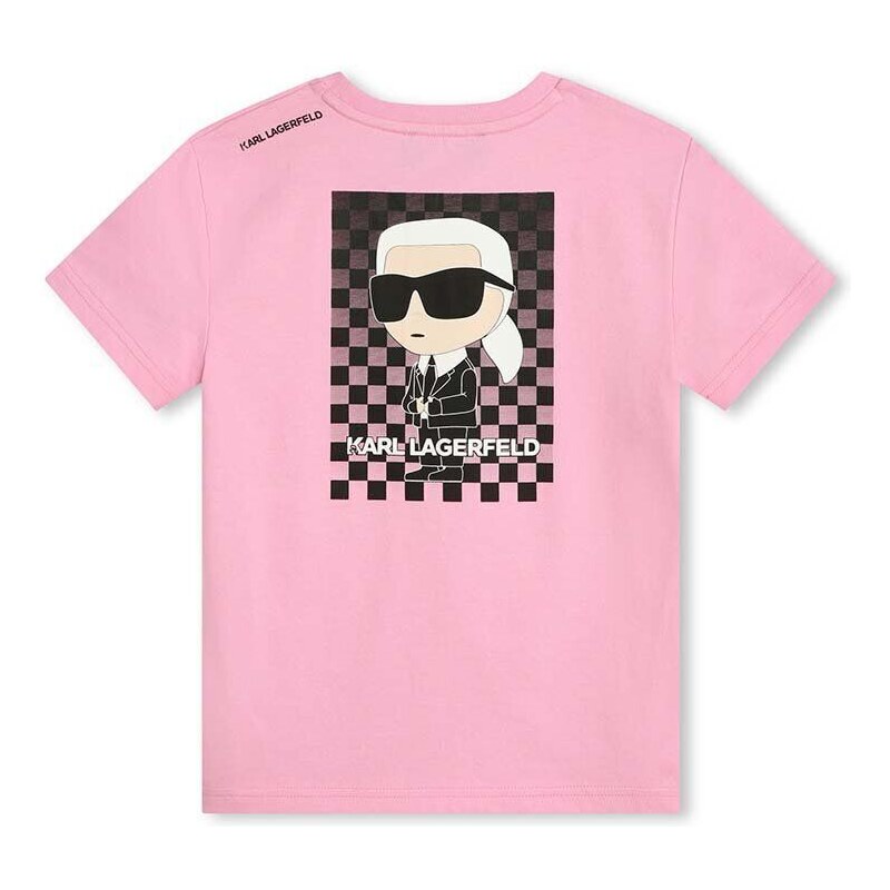 Otroška bombažna kratka majica Karl Lagerfeld roza barva