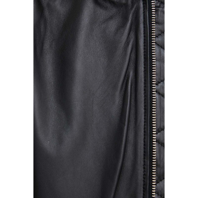 Usnjena bomber jakna Custommade ženska, črna barva