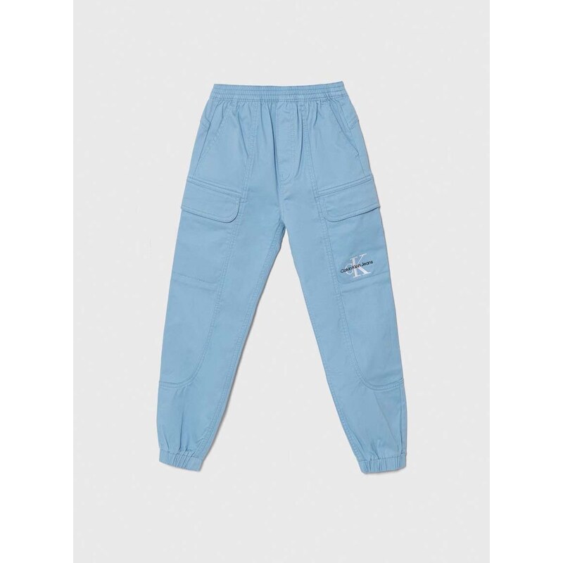 Otroške hlače Calvin Klein Jeans rjava barva
