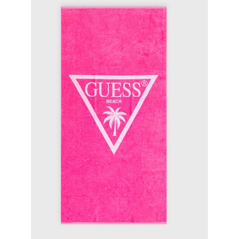 Bombažna brisača Guess roza barva