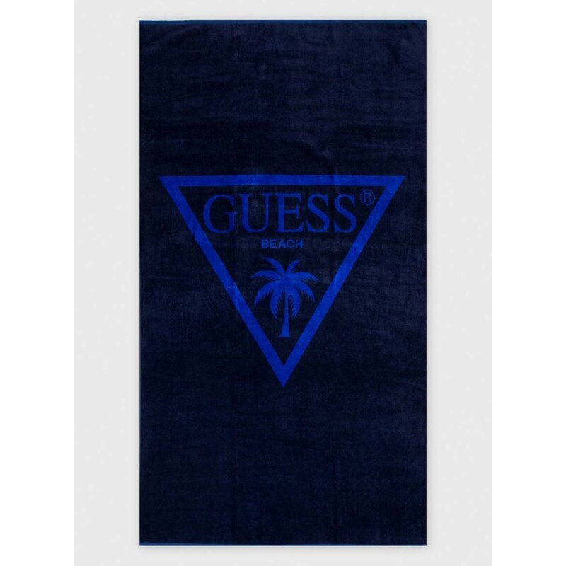 Bombažna brisača Guess mornarsko modra barva
