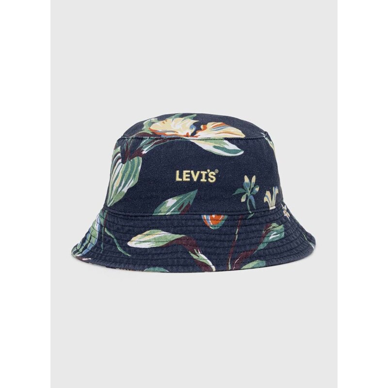 Bombažni klobuk Levi's mornarsko modra barva