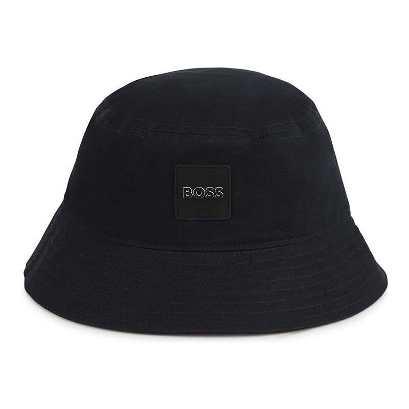 Otroški bombažni klobuk BOSS črna barva