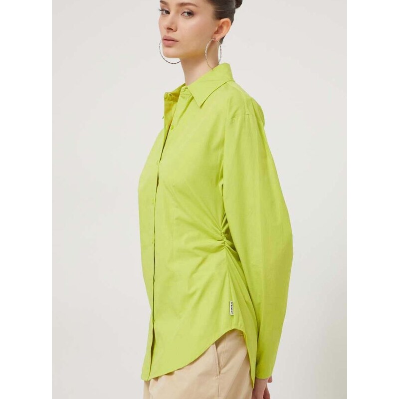 Bombažna srajca HUGO ženska, zelena barva