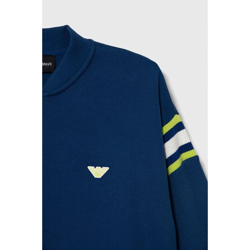Otroški bombažen pulover Emporio Armani mornarsko modra barva