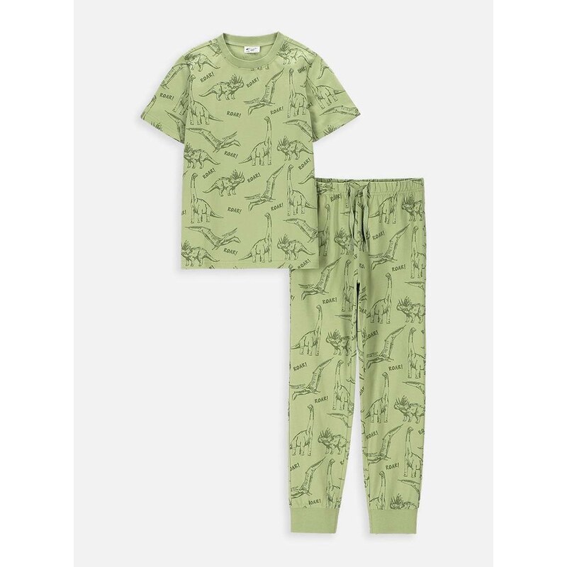 Otroška bombažna pižama Coccodrillo zelena barva