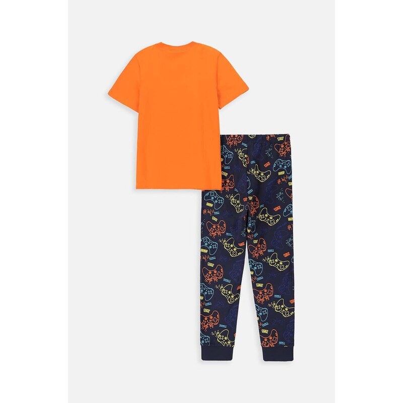 Otroška bombažna pižama Coccodrillo oranžna barva