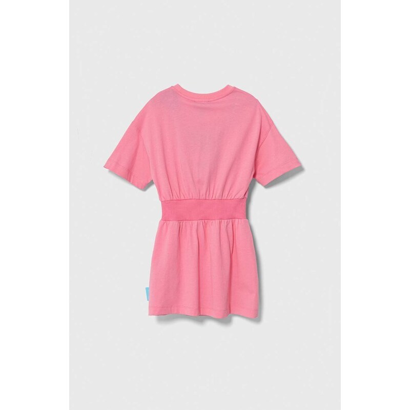 Otroška bombažna obleka Emporio Armani x The Smurfs roza barva