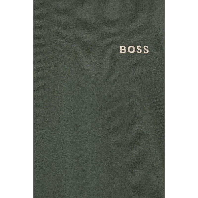 Majica z dolgimi rokavi lounge BOSS zelena barva
