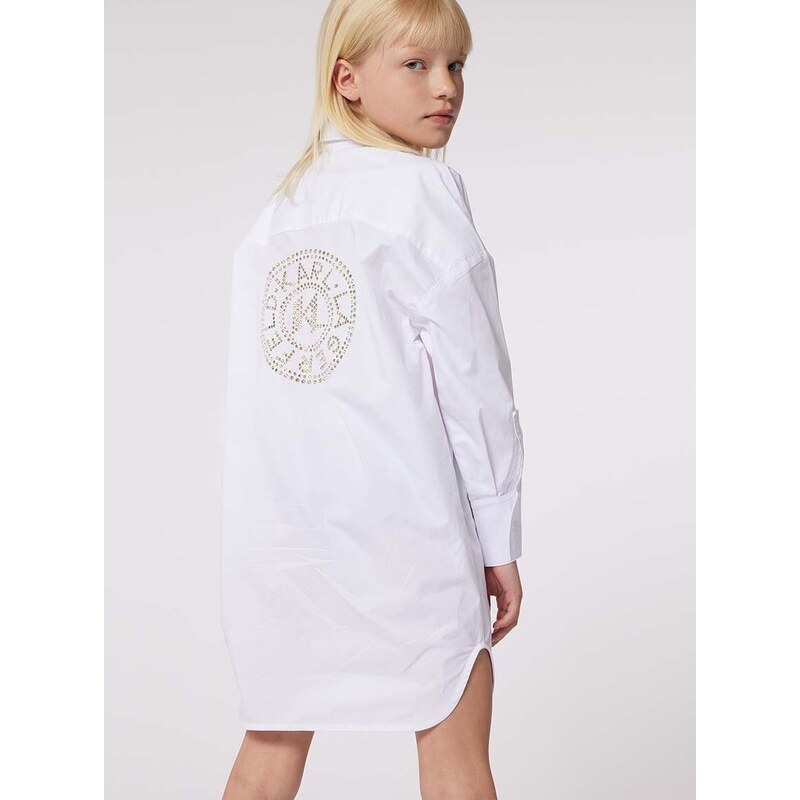 Otroška bombažna obleka Karl Lagerfeld bela barva