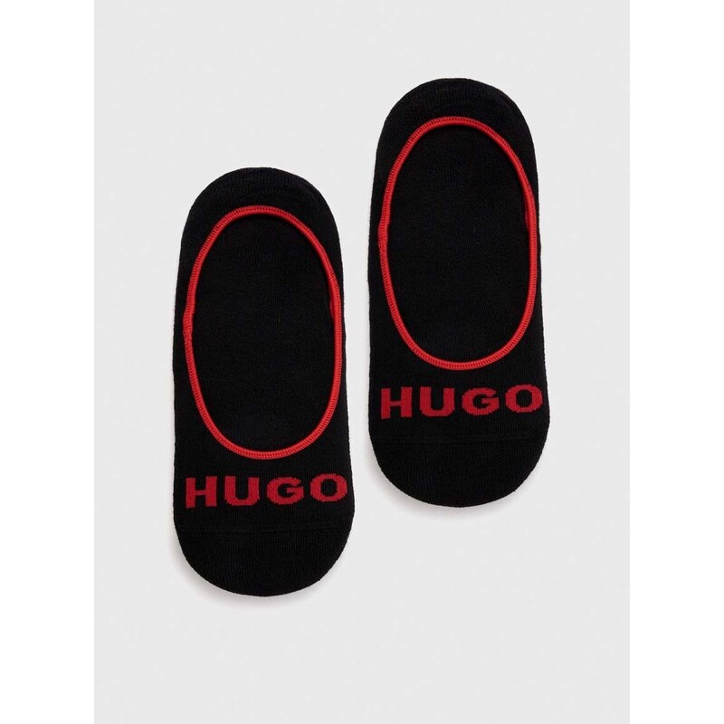 Nogavice HUGO 3-pack moški, črna barva