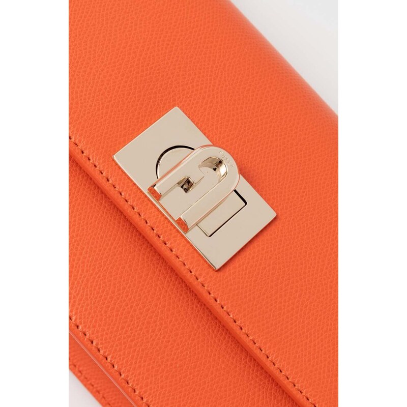 Usnjena torbica Furla oranžna barva