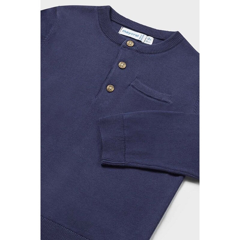 Bombažni pulover za dojenčke Mayoral mornarsko modra barva