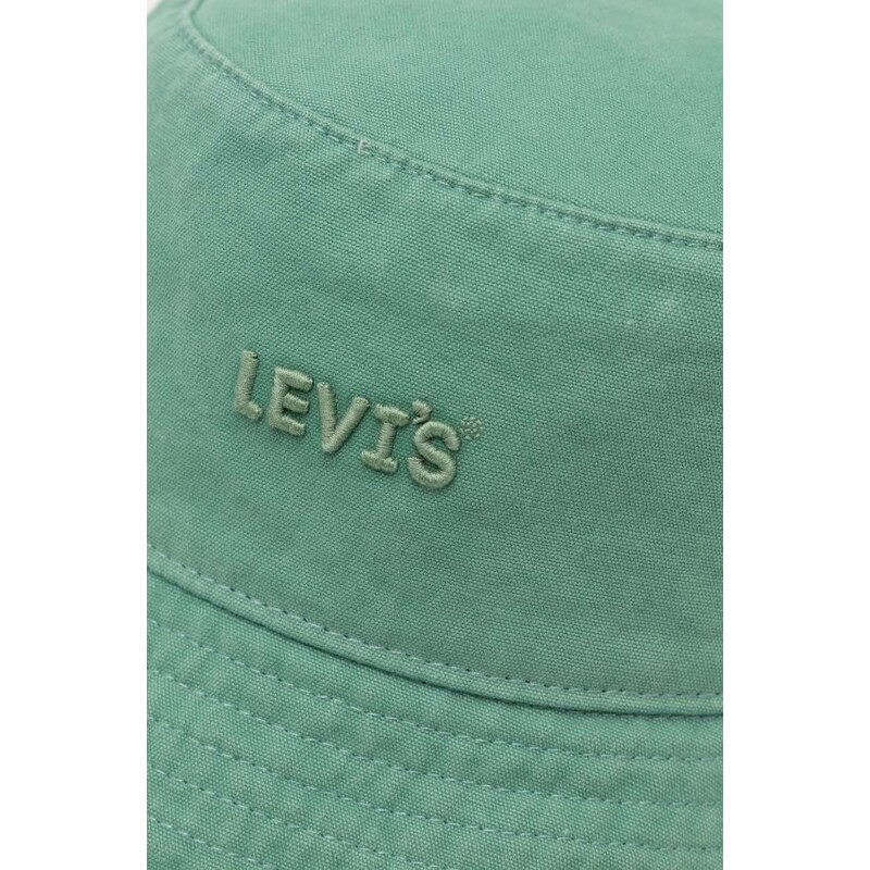 Bombažni klobuk Levi's zelena barva