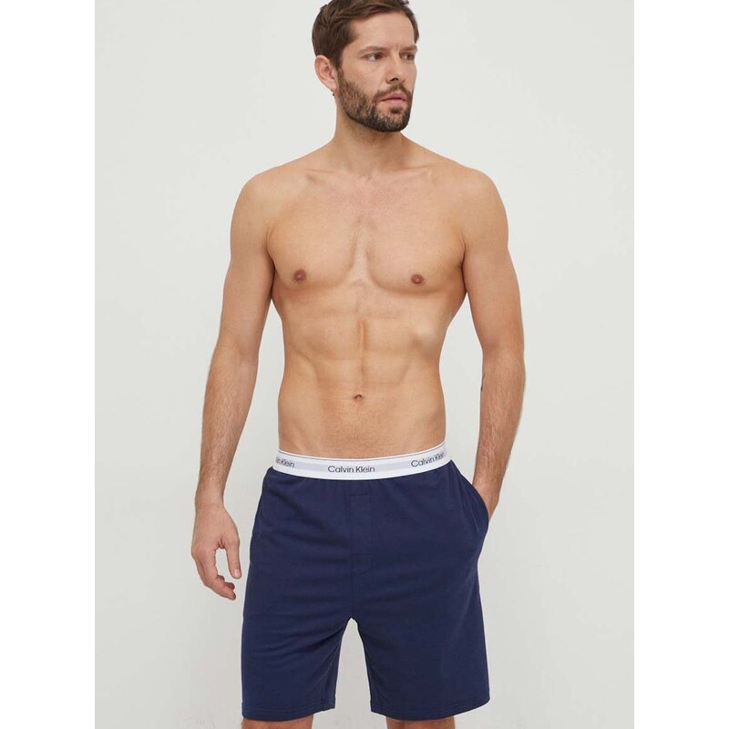 Pižama kratke hlače Calvin Klein Underwear moški, mornarsko modra barva