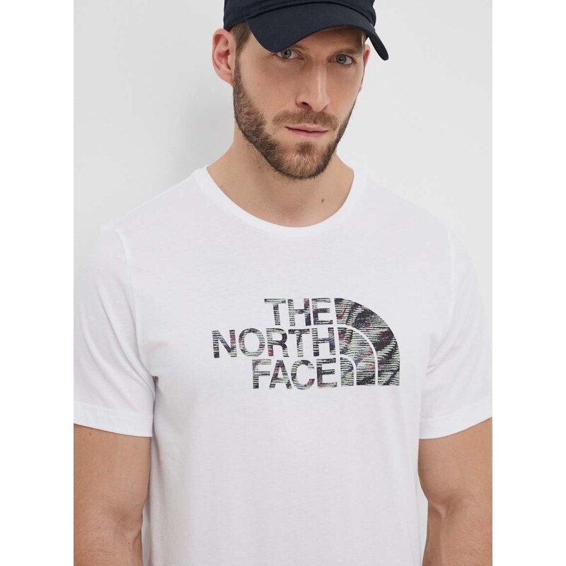 Bombažna kratka majica The North Face moški, bela barva