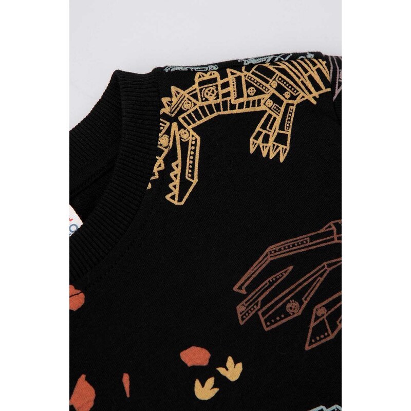 Otroška bombažna majica z dolgimi rokavi Coccodrillo črna barva