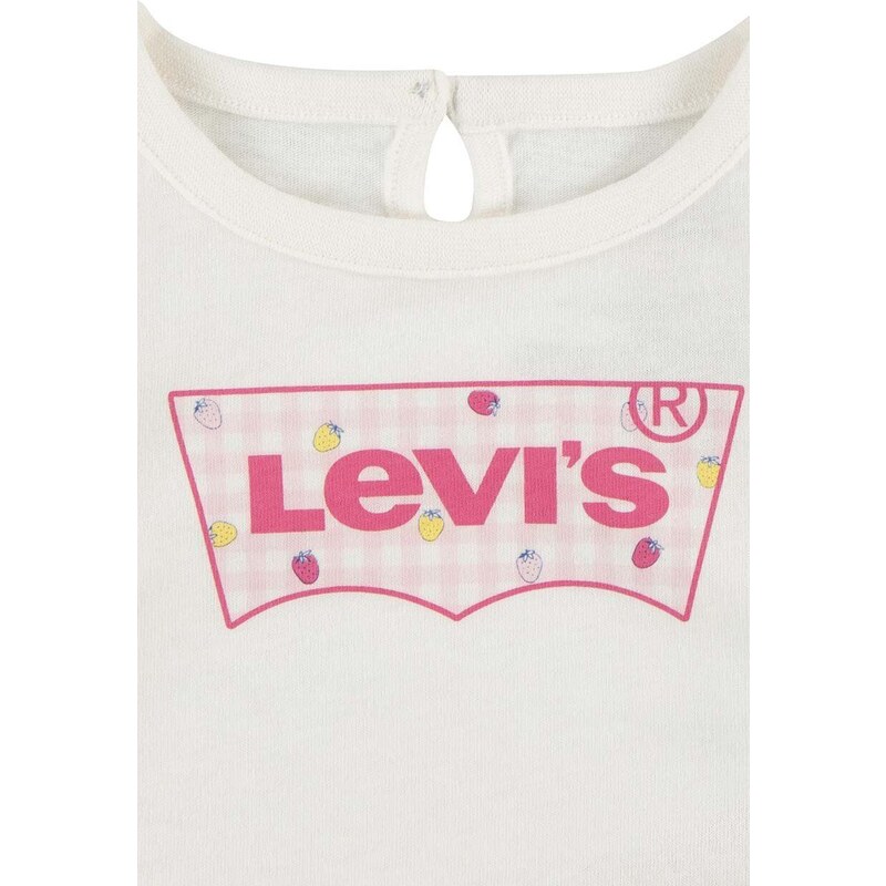 Otroška bombažna majica z dolgimi rokavi Levi's LVG CURVED HEM LS TEE bež barva
