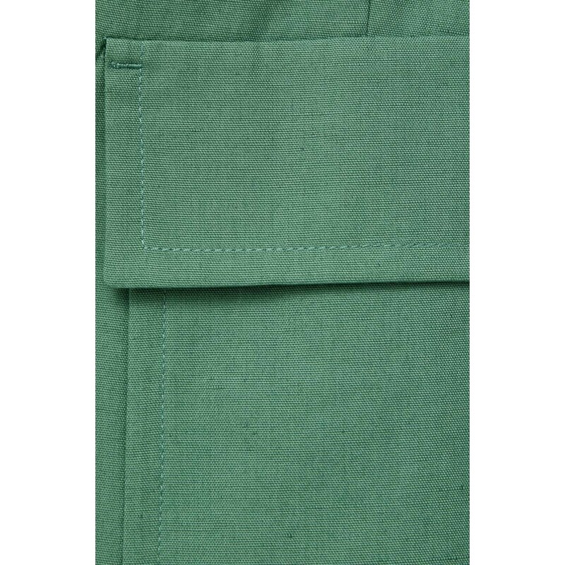 Suknjič s primesjo lanu Weekend Max Mara zelena barva