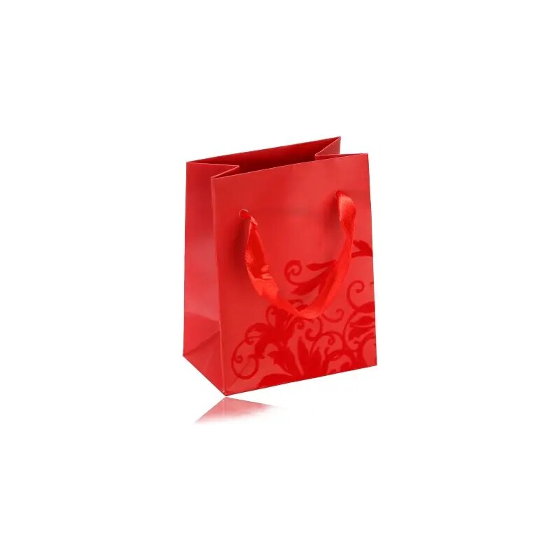 Nakit Eshop - Majhna papirnata darilna vrečka, mat površina v rdečem odtenku, žametni ornament Y26.18