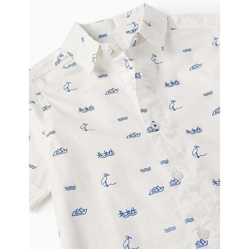 Otroška bombažna srajca zippy bela barva