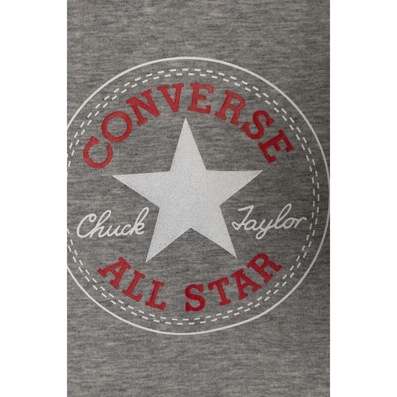 Otroška bombažna kratka majica Converse siva barva