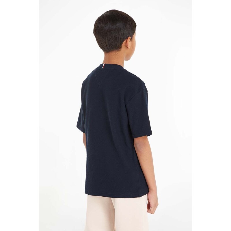 Otroška bombažna kratka majica Tommy Hilfiger mornarsko modra barva