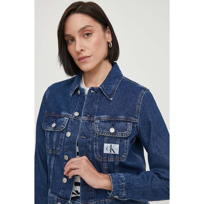 Jeans jakna Calvin Klein Jeans ženska, mornarsko modra barva
