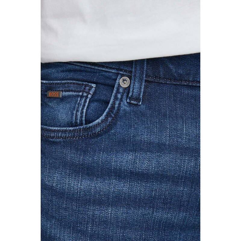 Jeans kratke hlače Boss Orange moški, mornarsko modra barva