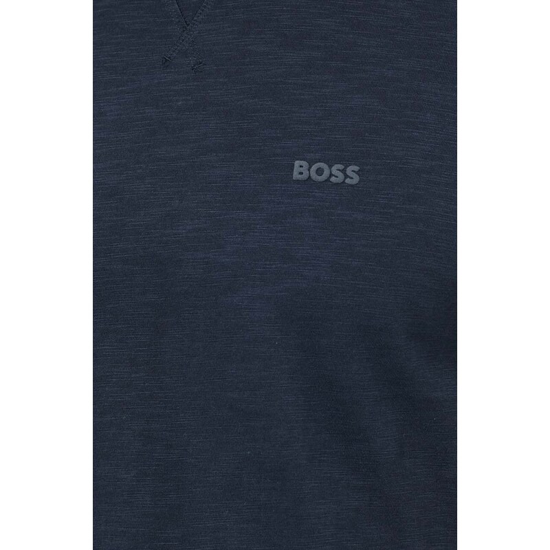 Bombažna kratka majica Boss Orange moški, mornarsko modra barva