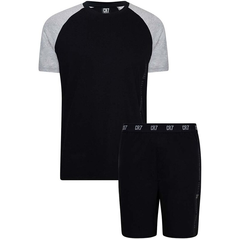 Bombažna pižama CR7 Cristiano Ronaldo črna barva