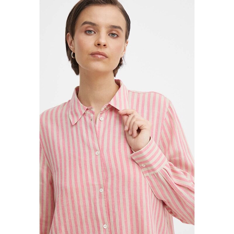 Lanena srajca Mos Mosh roza barva