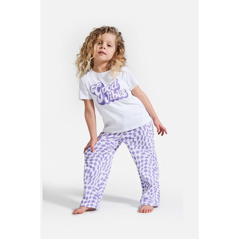 Otroška bombažna pižama Coccodrillo vijolična barva