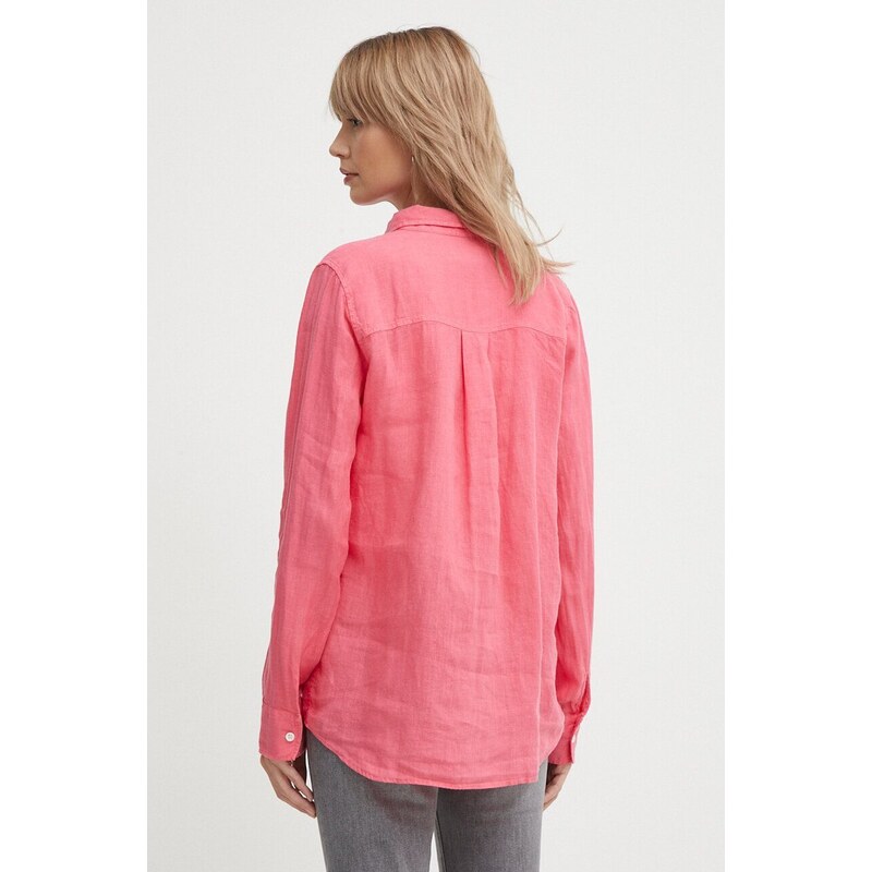 Lanena srajca Mos Mosh roza barva