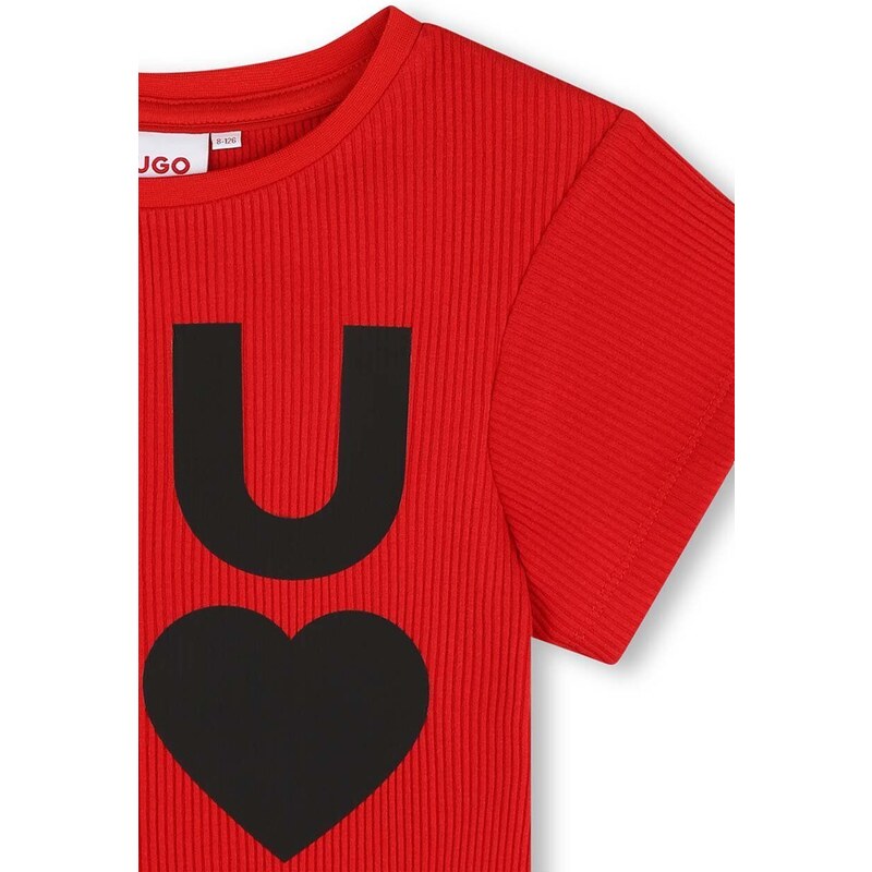 Otroška kratka majica HUGO rdeča barva