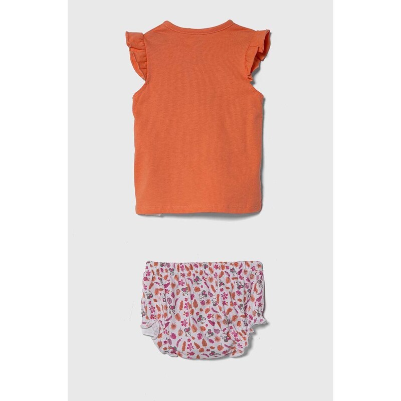 Bombažna pižama za dojenčke zippy oranžna barva