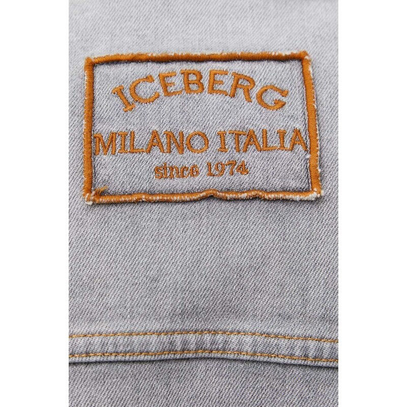 Jeans jakna Iceberg moška, siva barva