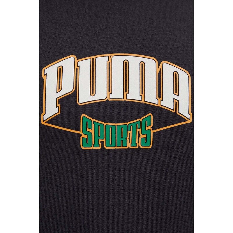 Bombažen pulover Puma moški, črna barva, s kapuco, 624396
