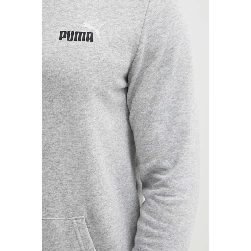 Pulover Puma moški, siva barva, s kapuco, 680990