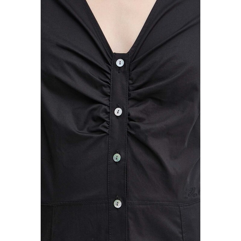 Bombažna obleka Karl Lagerfeld črna barva