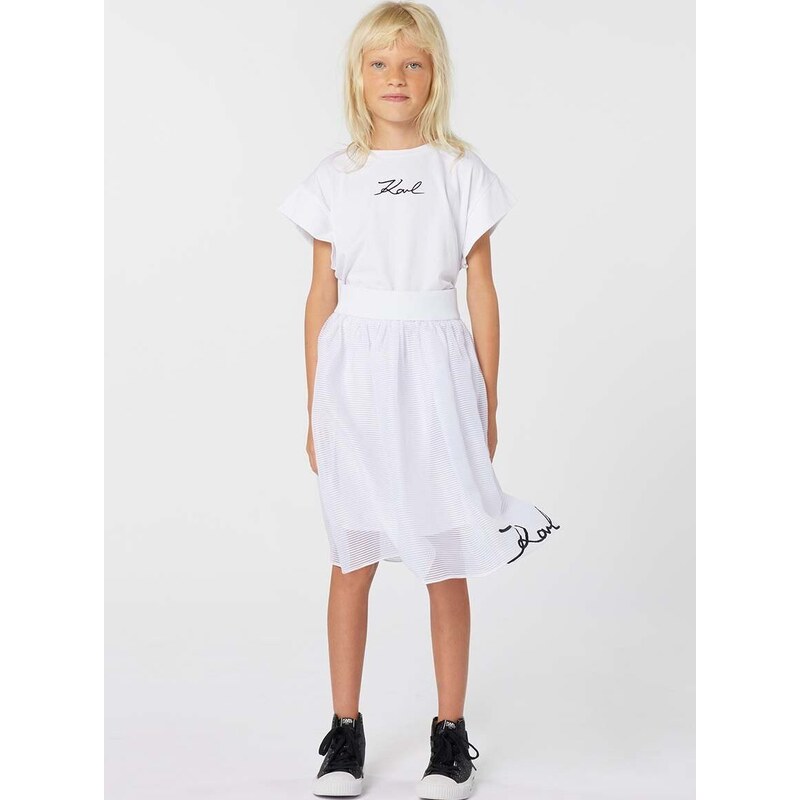 Otroška kratka majica Karl Lagerfeld bela barva
