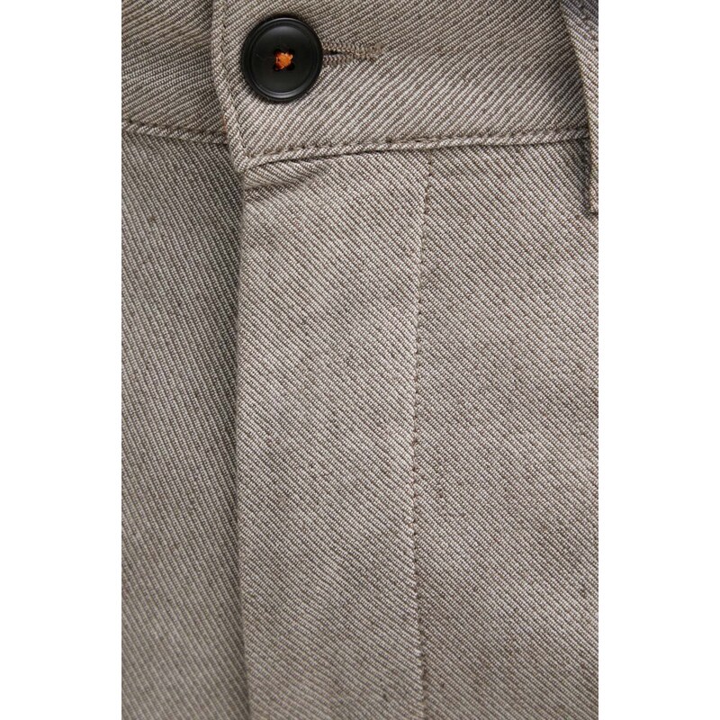 Kratke hlače iz mešanice lana Boss Orange bež barva, 50513017