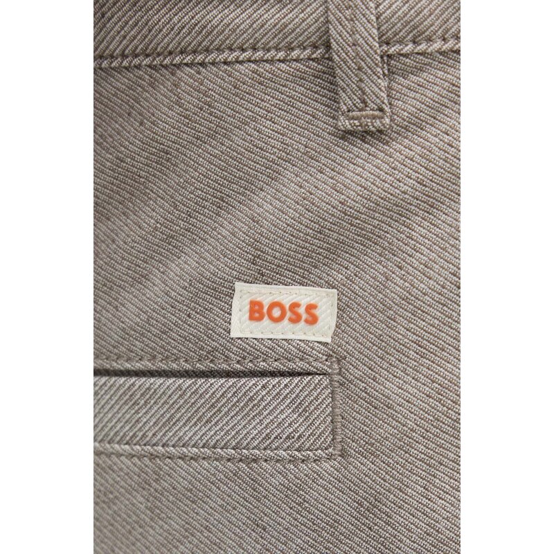 Kratke hlače iz mešanice lana Boss Orange bež barva, 50513017