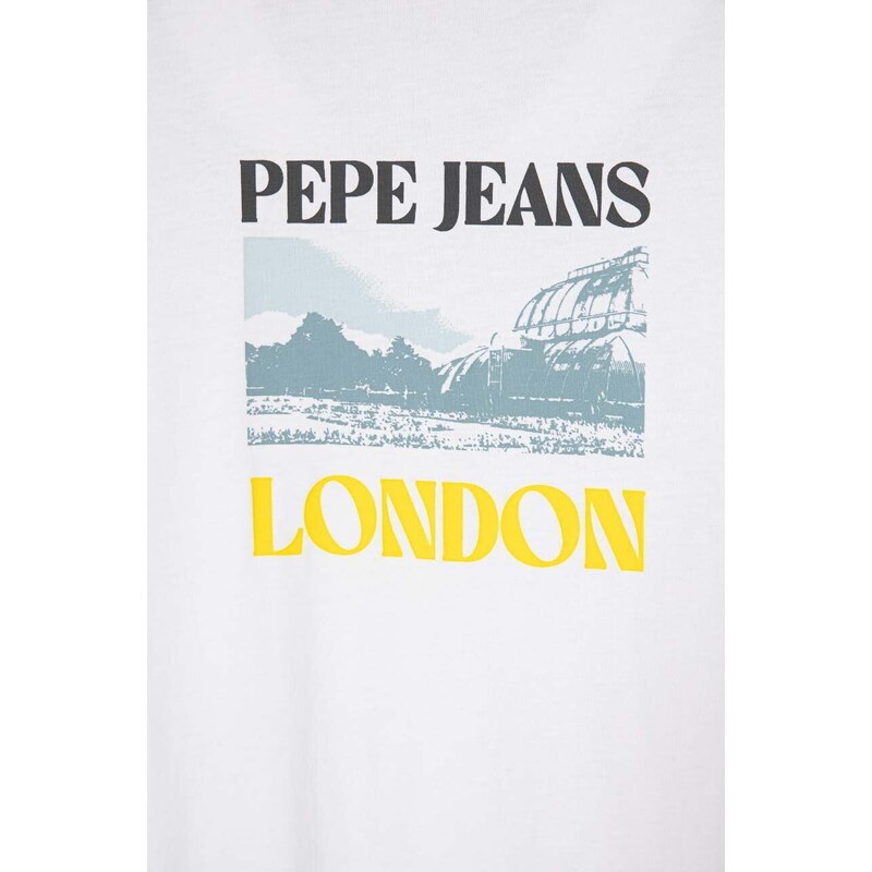 Otroška bombažna kratka majica Pepe Jeans RICK bela barva
