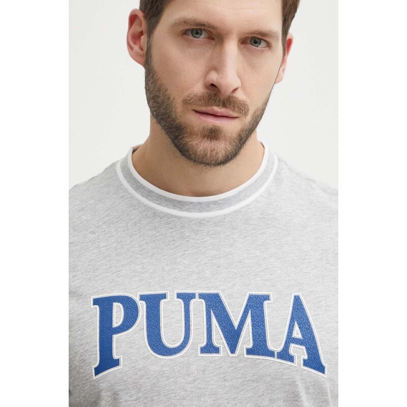 Bombažna kratka majica Puma SQUAD moška, siva barva, 678967