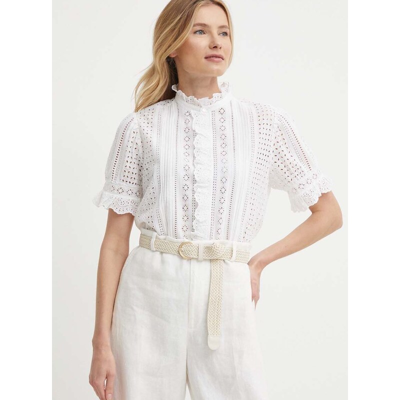 Bombažna srajca Polo Ralph Lauren ženska, bela barva, 211935147
